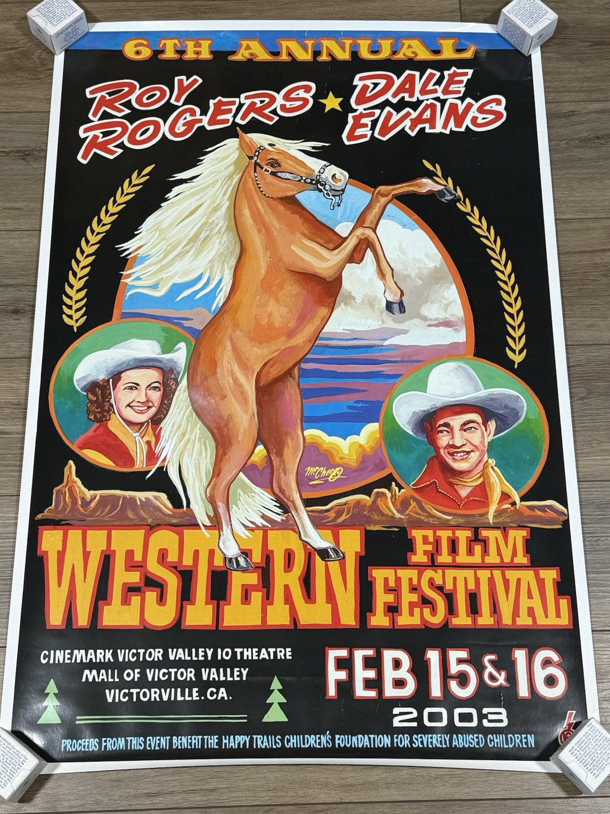 Vintage 2003 Roy Rogers Dale Evans Western Film Festival Poster 40″ x 26.5″