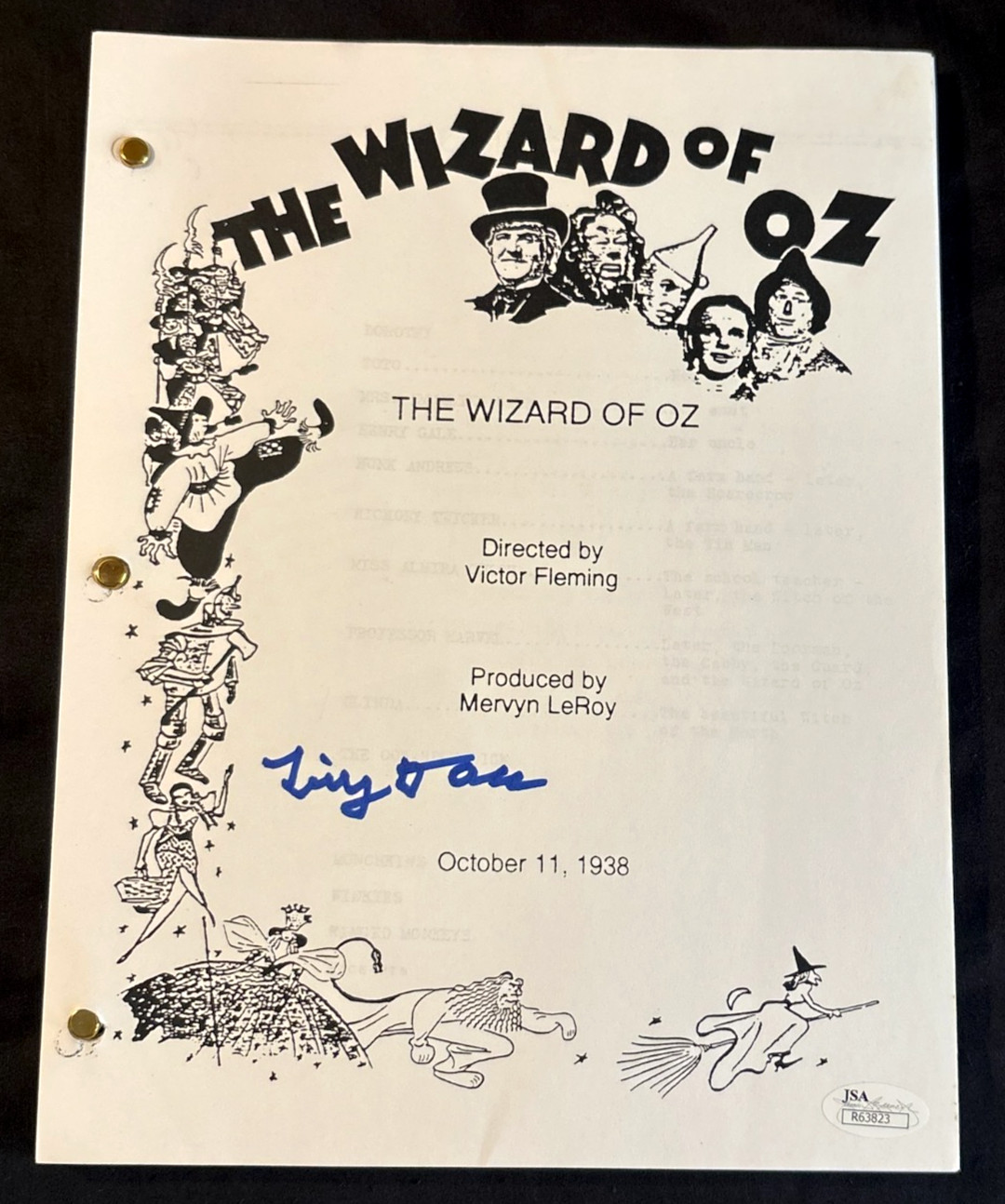 Tiny Doll MUNCHKIN Signed “THE WIZARD OF OZ” Script Copy JSA