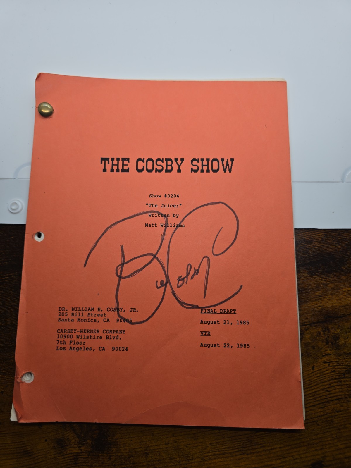The Cosby Show Signed Script “The Juicer” 1985 Bill Cosby Autograph Traced Over
