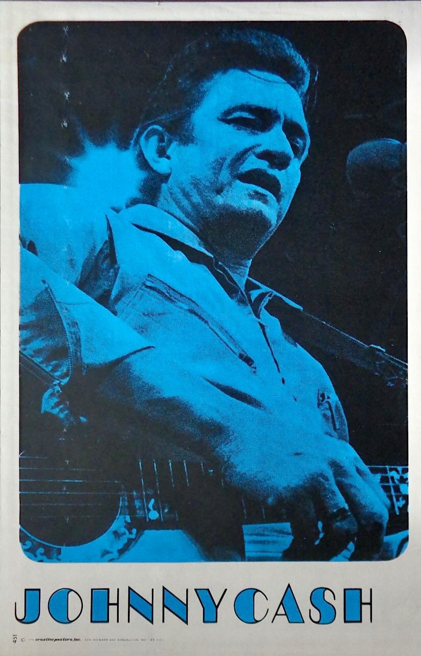 JOHNNY CASH Black light personality poster 1971 NM 22.5×35 VERY RARE