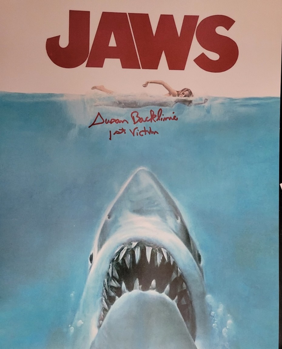 Susan Backlinie signed JAWS 11×14 photo Chrissie 1st Victim