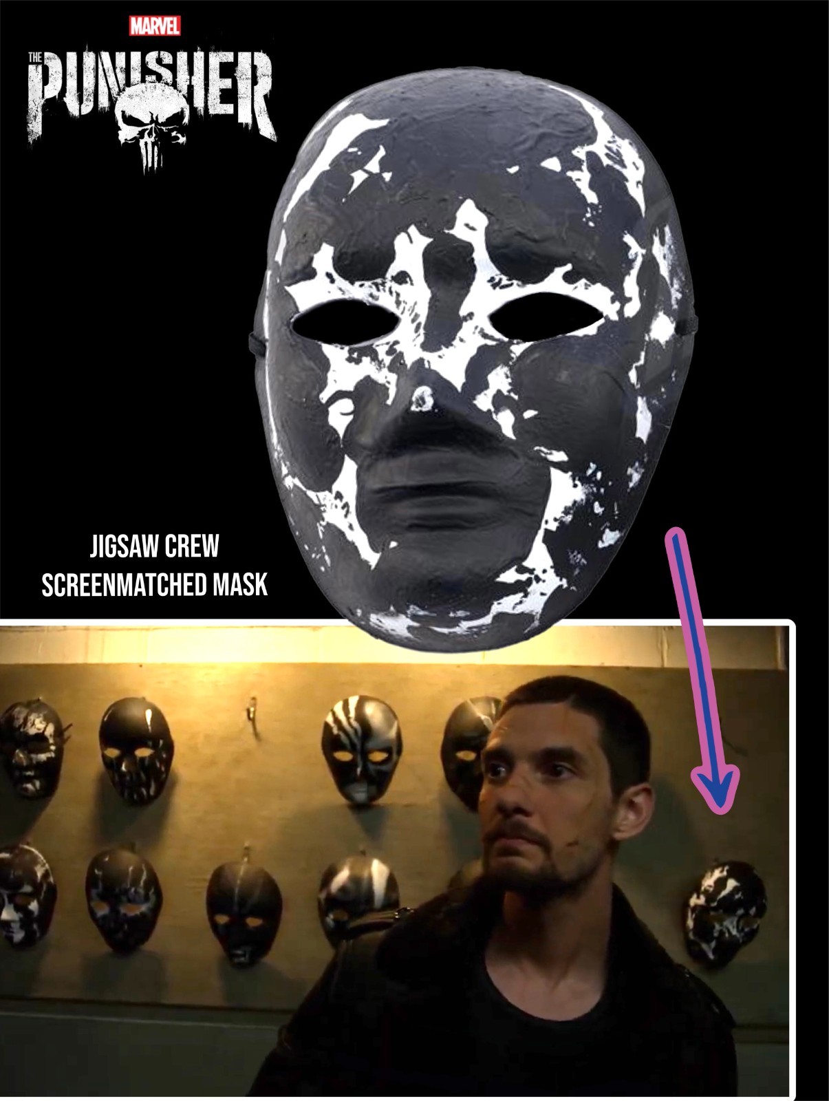 The Punisher Screen Used Worn Jigsaw Crew Mask Jon Bernthal Marvel Prop Wardrobe