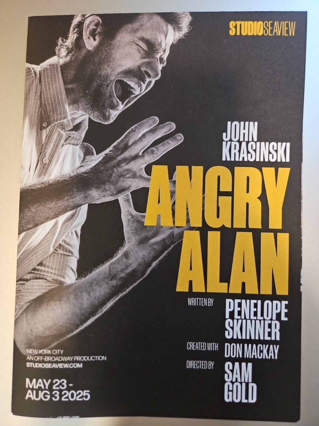 Angry Alan Off Broadway Program – John Krasinski