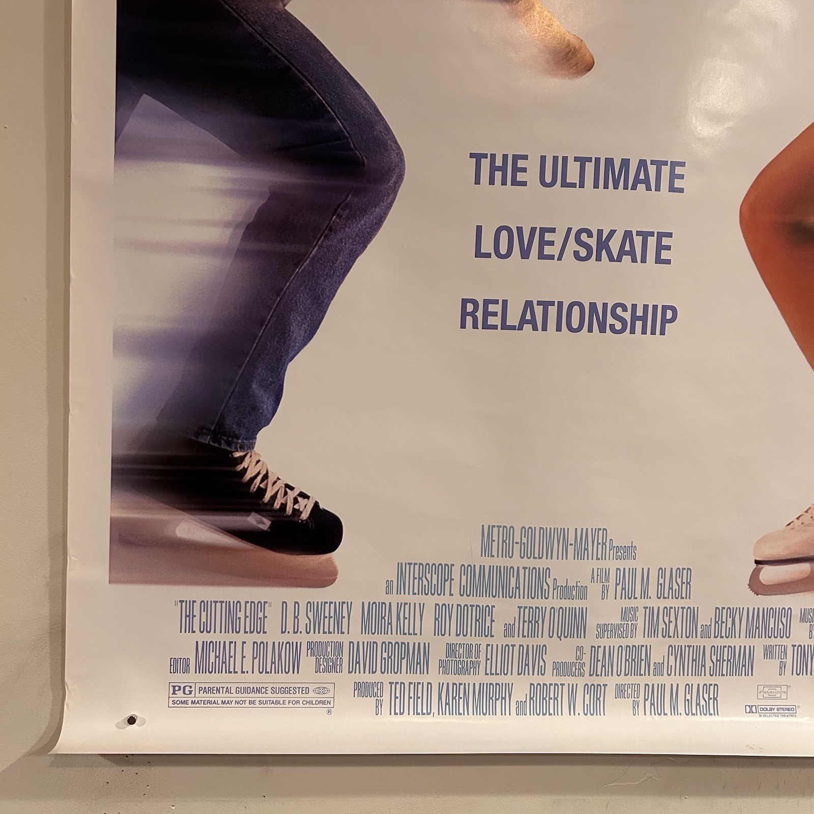 Vtg. THE CUTTING EDGE 1992 RomCom Original DS Movie Poster 27×41 EXC