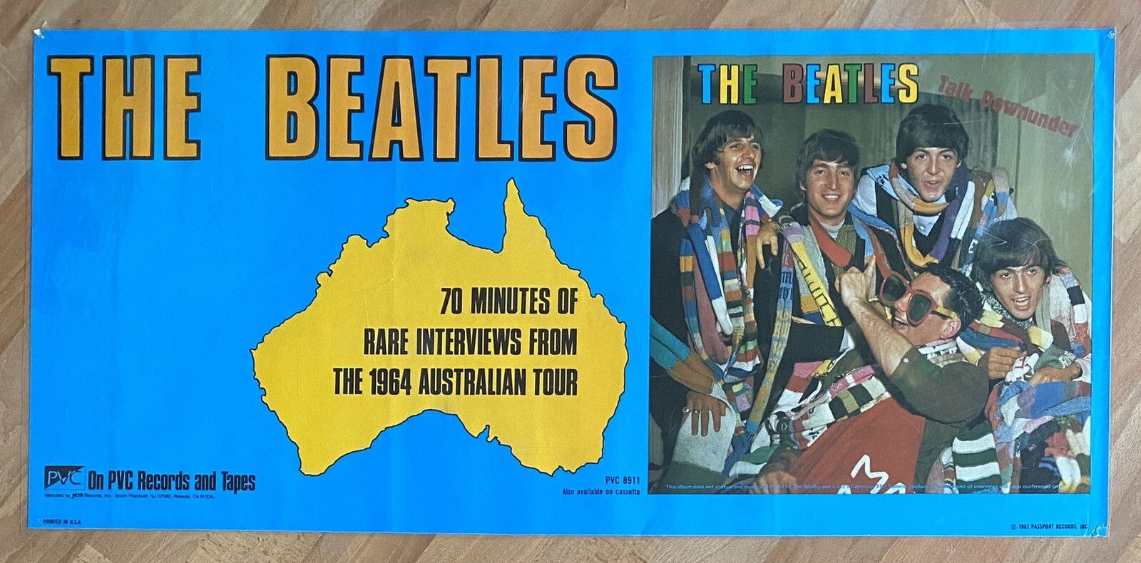 Beatles Talk Downunder Promotional Poster (1982) Fully Laminated 30 X 14