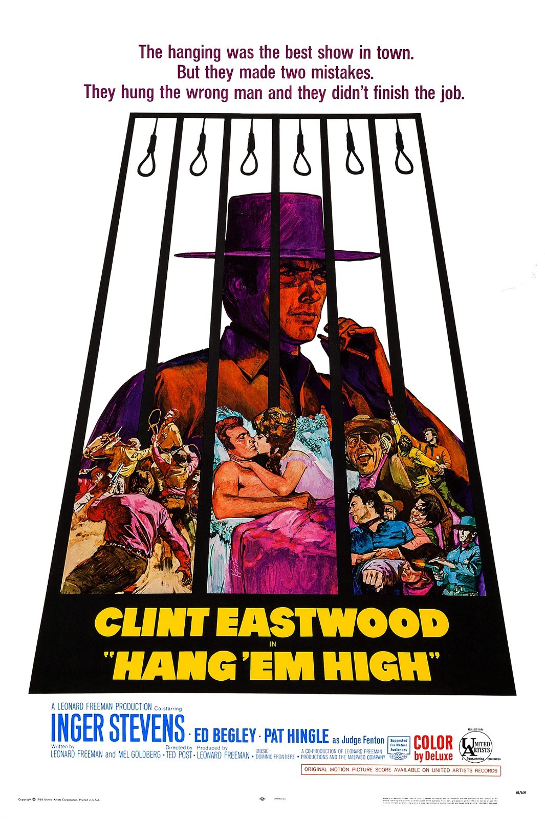 1968 Hang Em High Movie Poster 11X17 Clint Eastwood Inger Stevens Western 🐴🔥