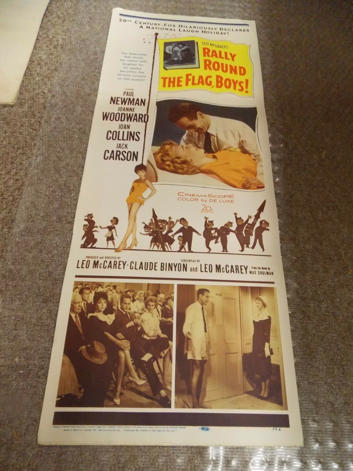 RALLY ROUND THE FLAG, BOYS!(1959)PAUL NEWMAN ORIG INSERT POSTER 14″BY36″