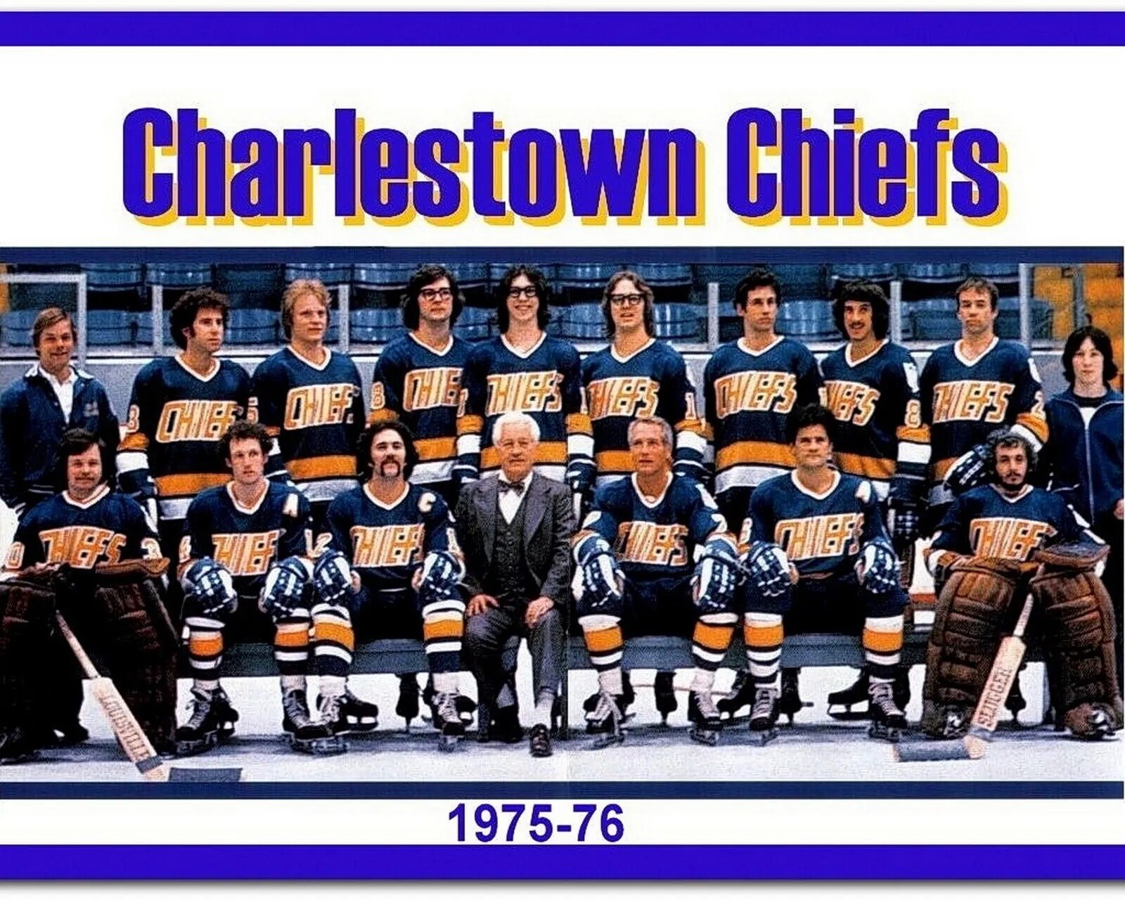 1977 Charlestown Chiefs Team Hanson Dunlop Slap Shot 8×10 PHOTO PRINT