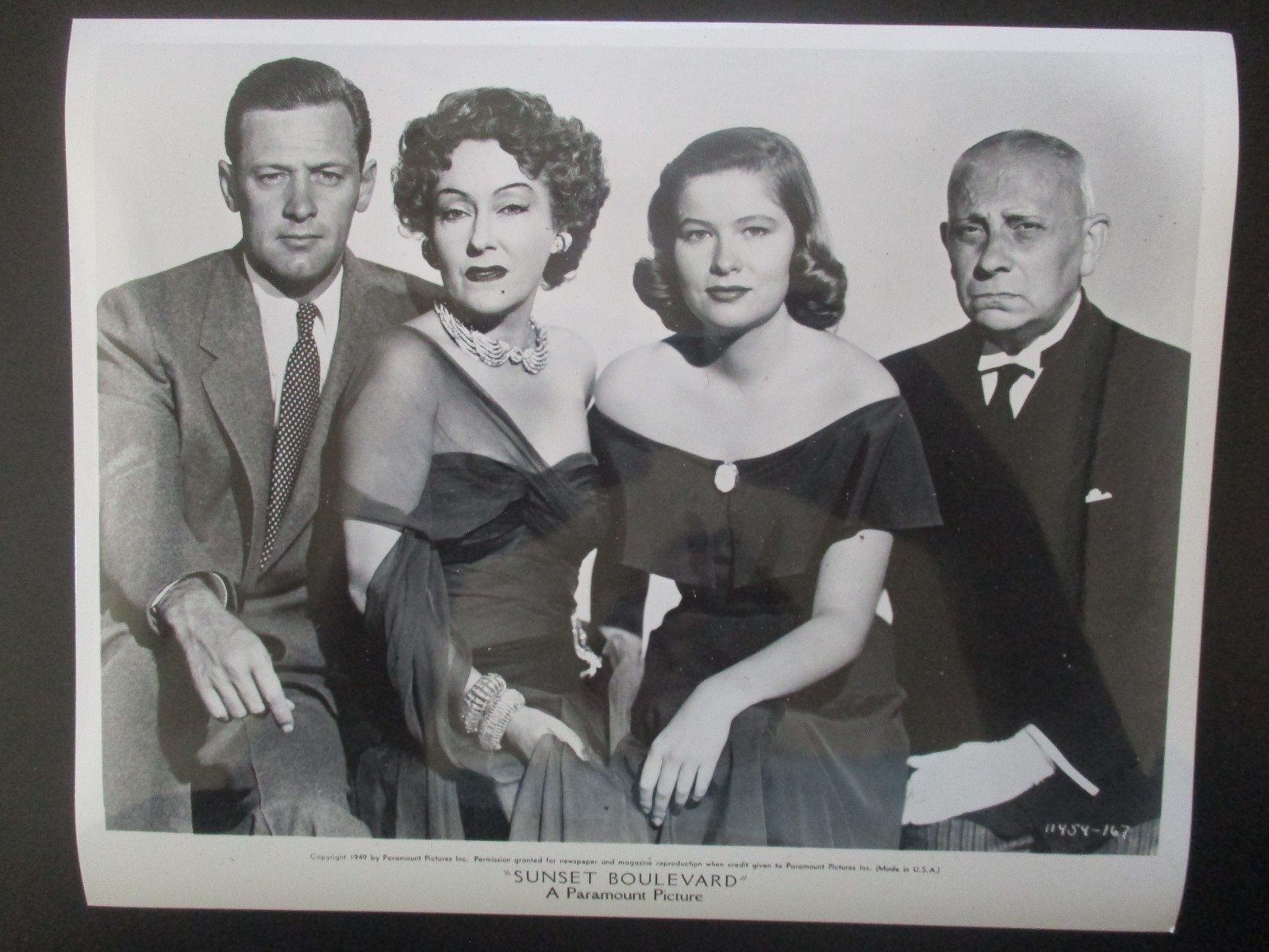 WILLIAM HOLDEN GLORIA SWANSON 1950 SUNSET BOULEVARD Paramount Film Noir Photo