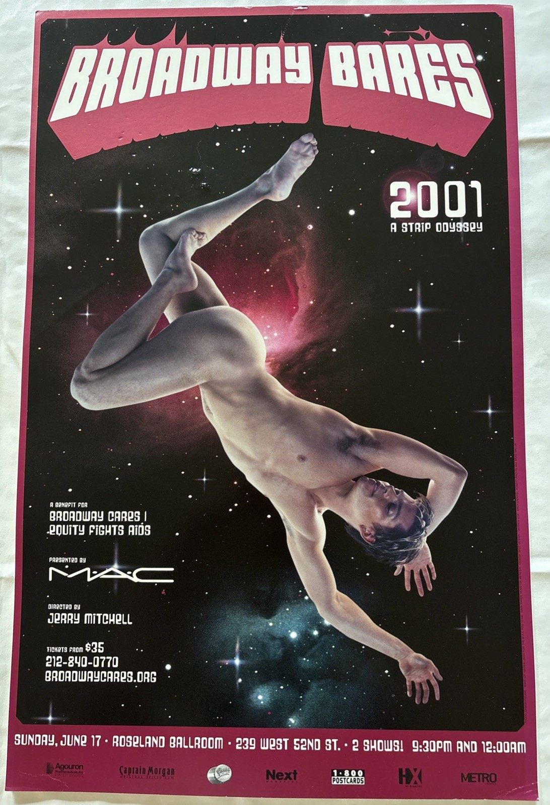 BROADWAY BARES 2007 A STRIP ODYSSEY Original FIGHTS AIDS Broadway Poster Nude