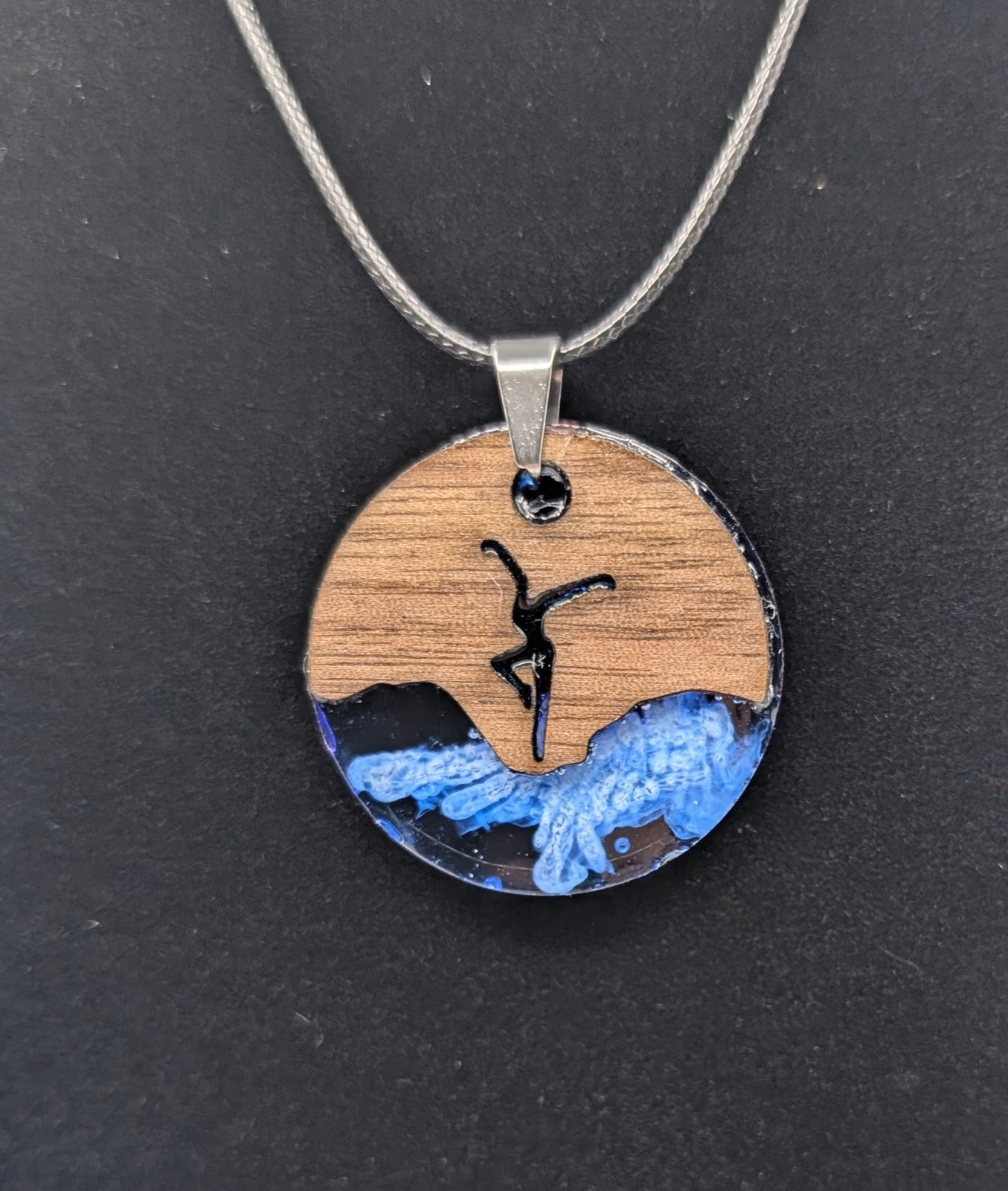 Handmade Wood and Resin Art Pendant on cord Dave Matthews Band Firedancer DMB