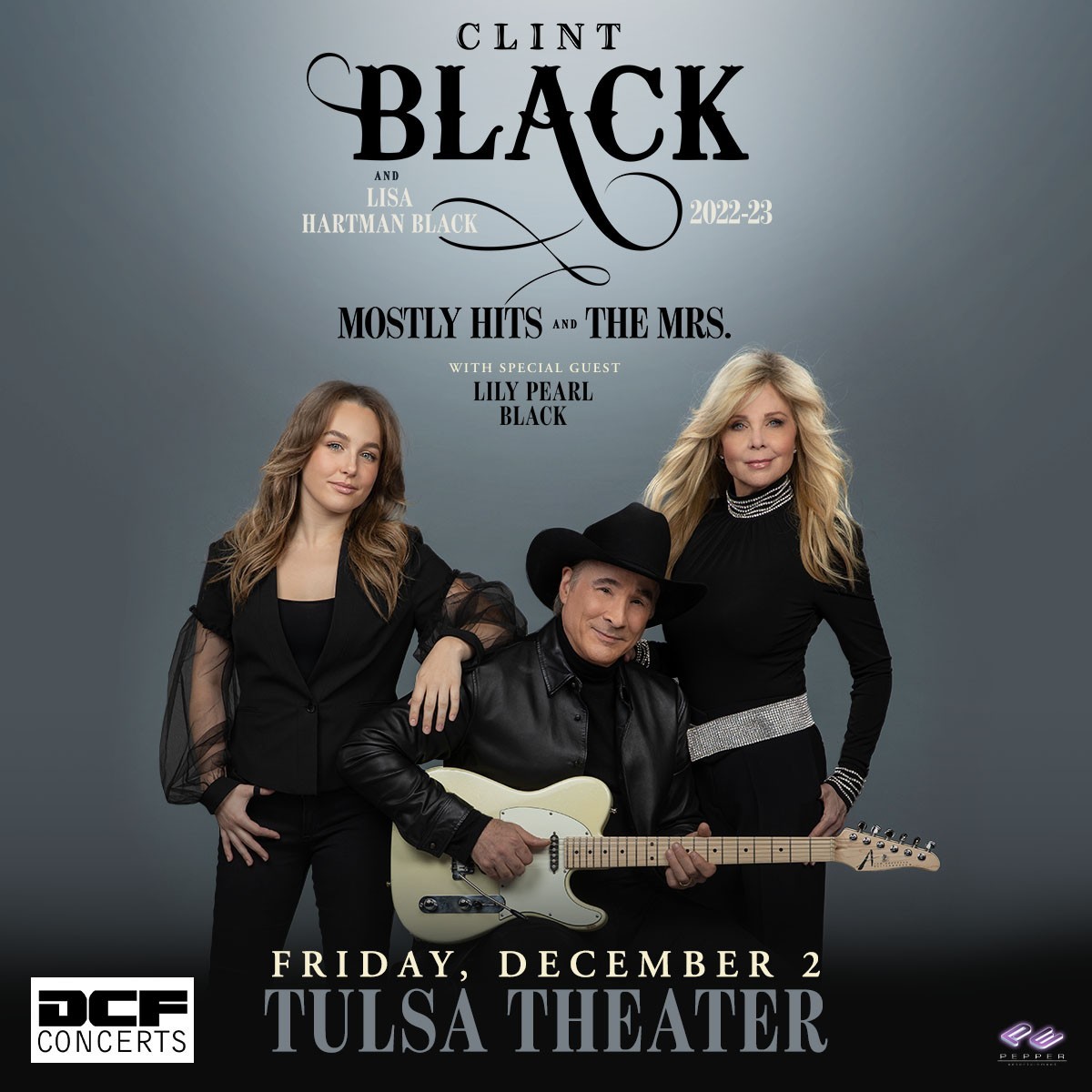 CLINT BLACK / LISA HARTMAN “MOSTLY HITS & THE MRS.” 2022 TULSA CONCERT POSTER