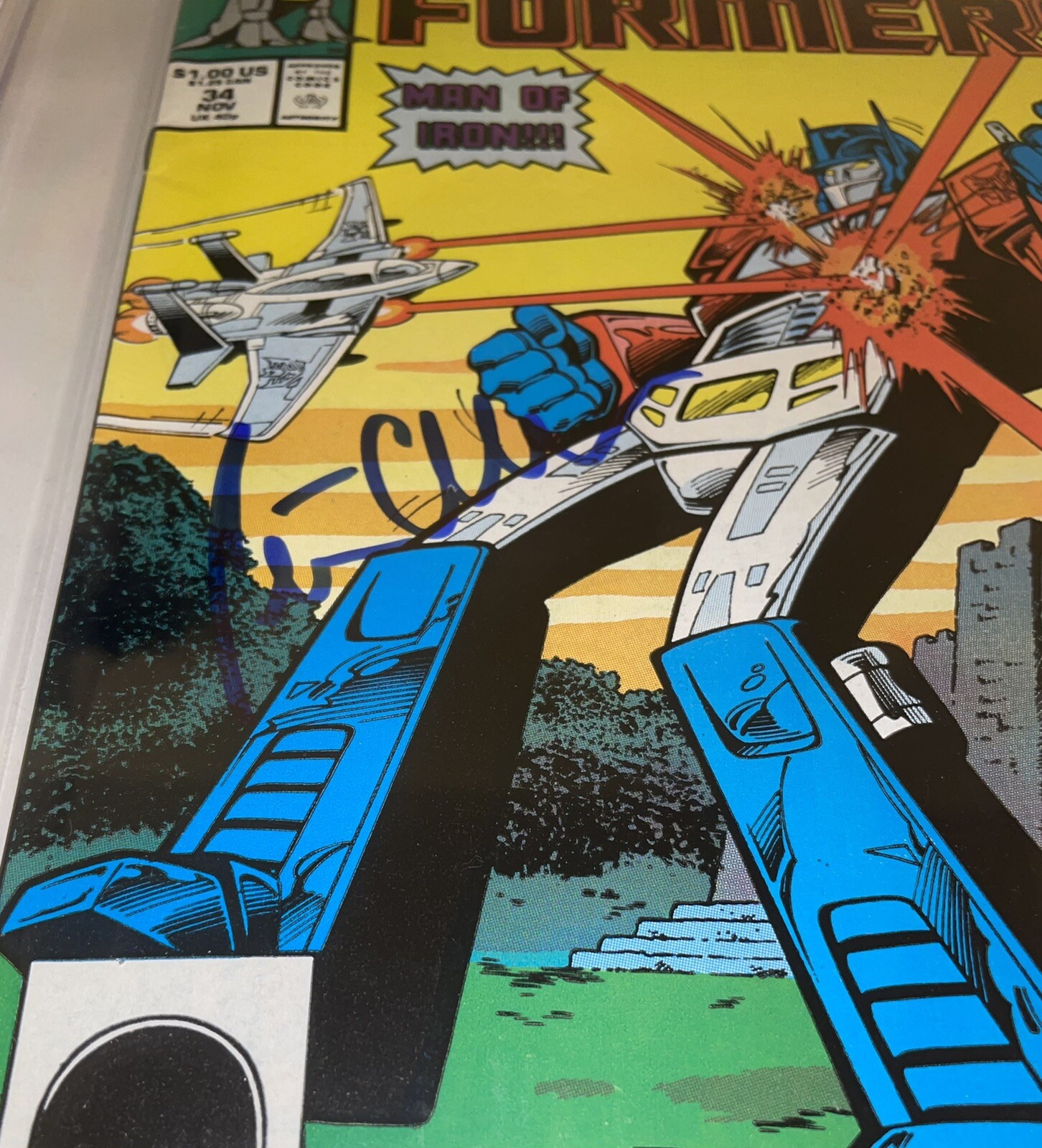 Peter Cullen Signed Transformers #34 Optimus Prime Authentic BAS Comic Slab