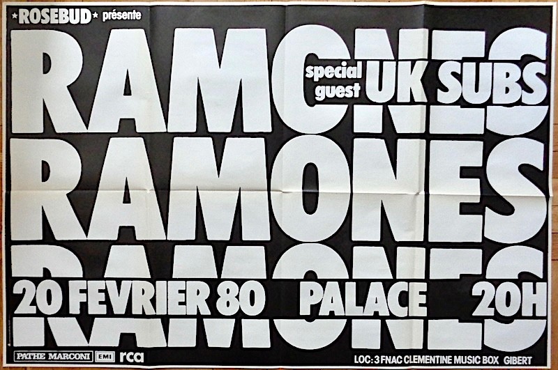 RAMONES PARIS 1980 French concert poster 31.5×46 VERY RARE NM