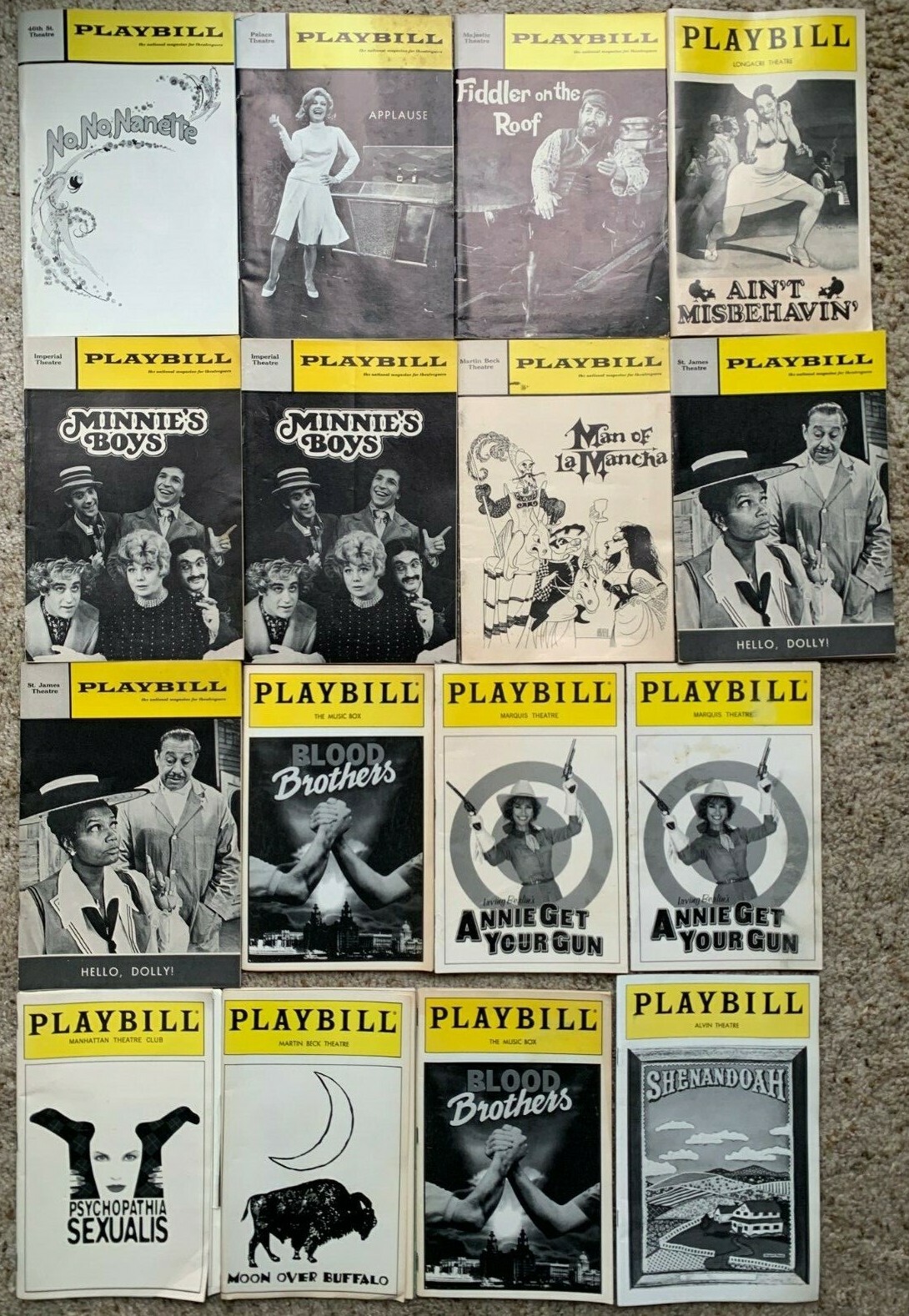 Lot of 40 Vintage Playbill Magazines Broadway NYC Theatres Plays 1960s – 2000s