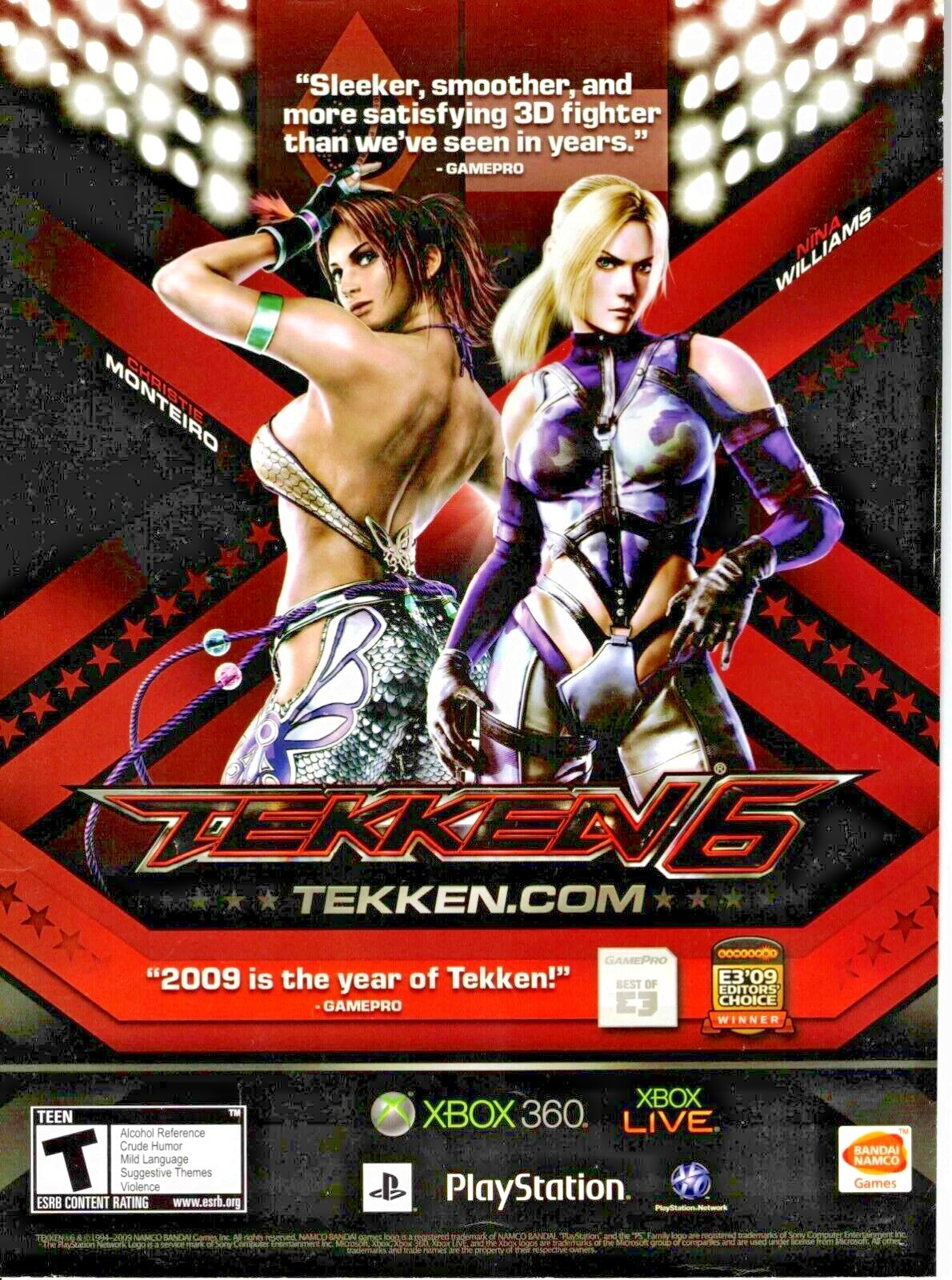 Original Retro 2009 Tekken 6 Xbox 360 PS1 video game print ad