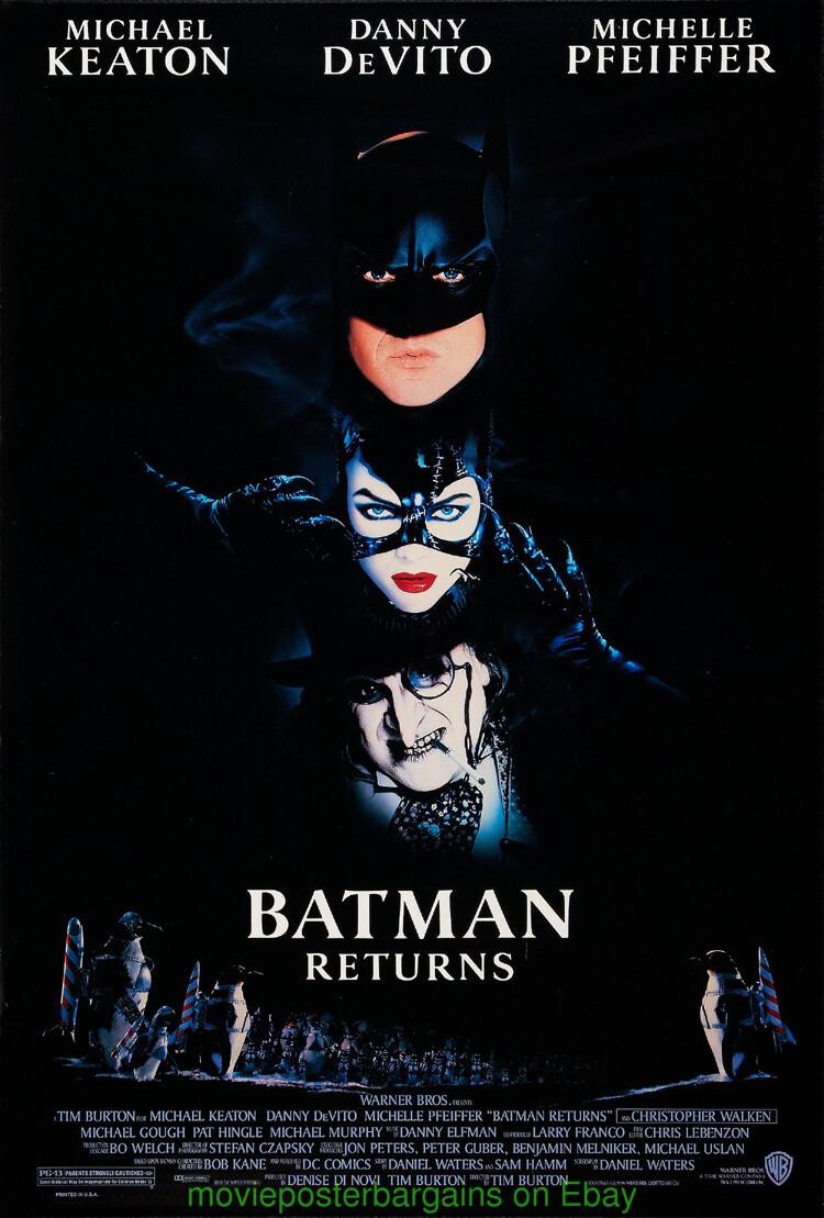 BATMAN RETURNS MOVIE POSTER Original SS 27×40 MICHAEL KEATON MICHELLE PFEIFFER