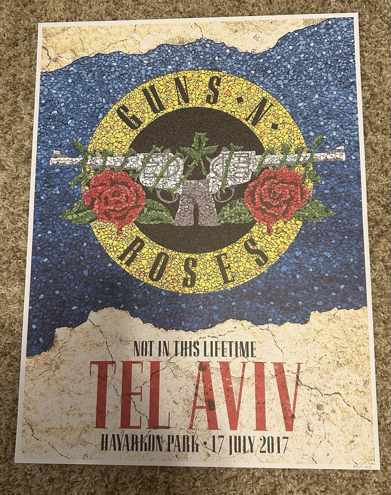 GnR 2017 Tel Aviv Hayarkon Park Lithograph #64 of Only 100 Produced Very RARE!!