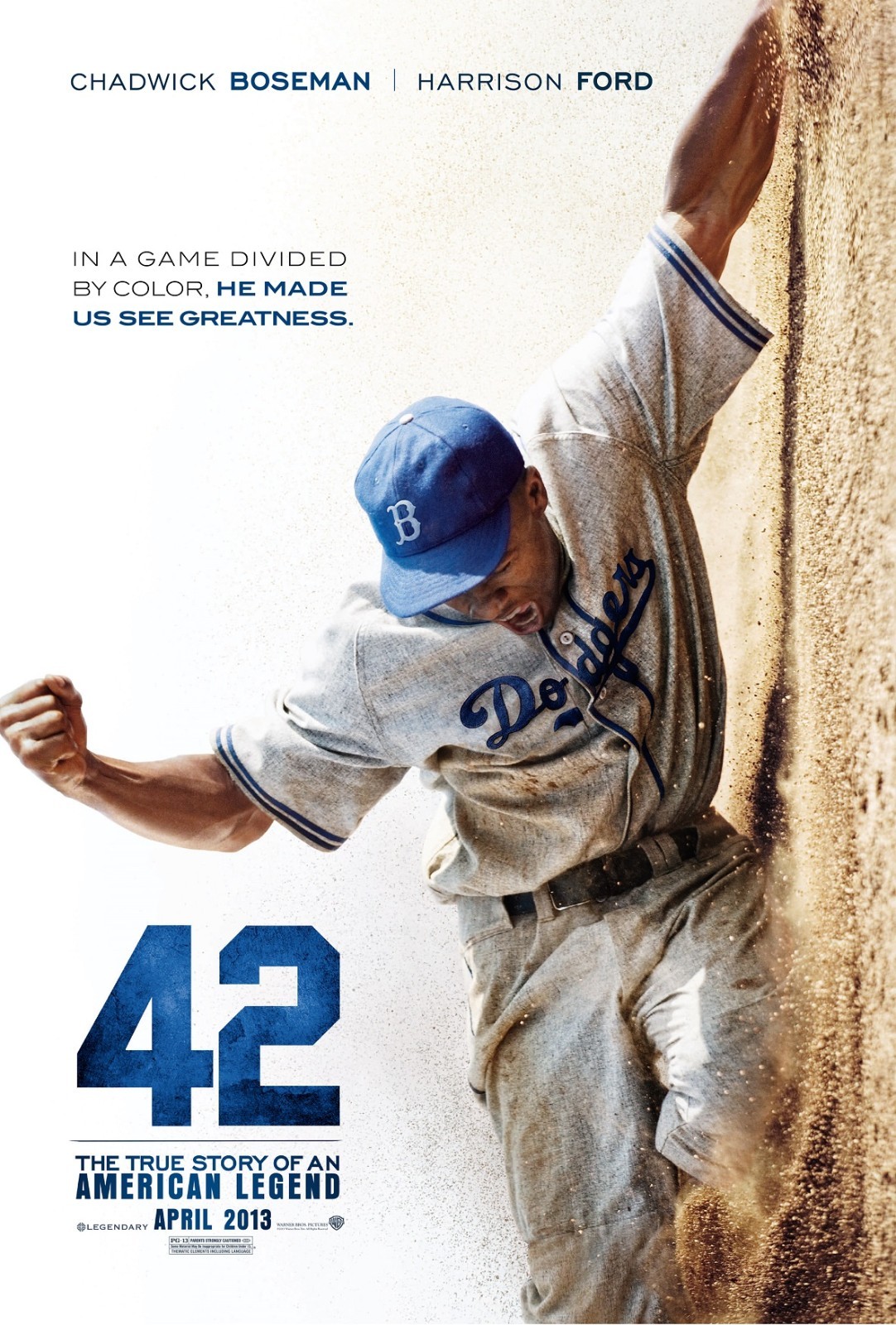 42 movie poster – Chadwick Boseman poster (style b) 11″ x 17″ inches – Baseball