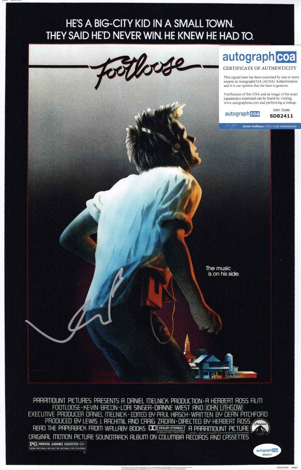 KEVIN BACON Signed FOOTLOOSE 11×17 Movie Poster Photo ACOA