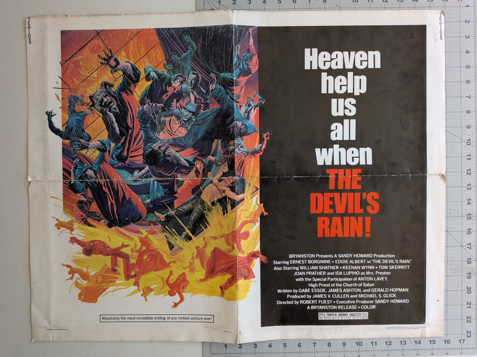THE DEVIL’S RAIN! Original 1975 Half-Sheet – William Shatner & Ernest Borgnine