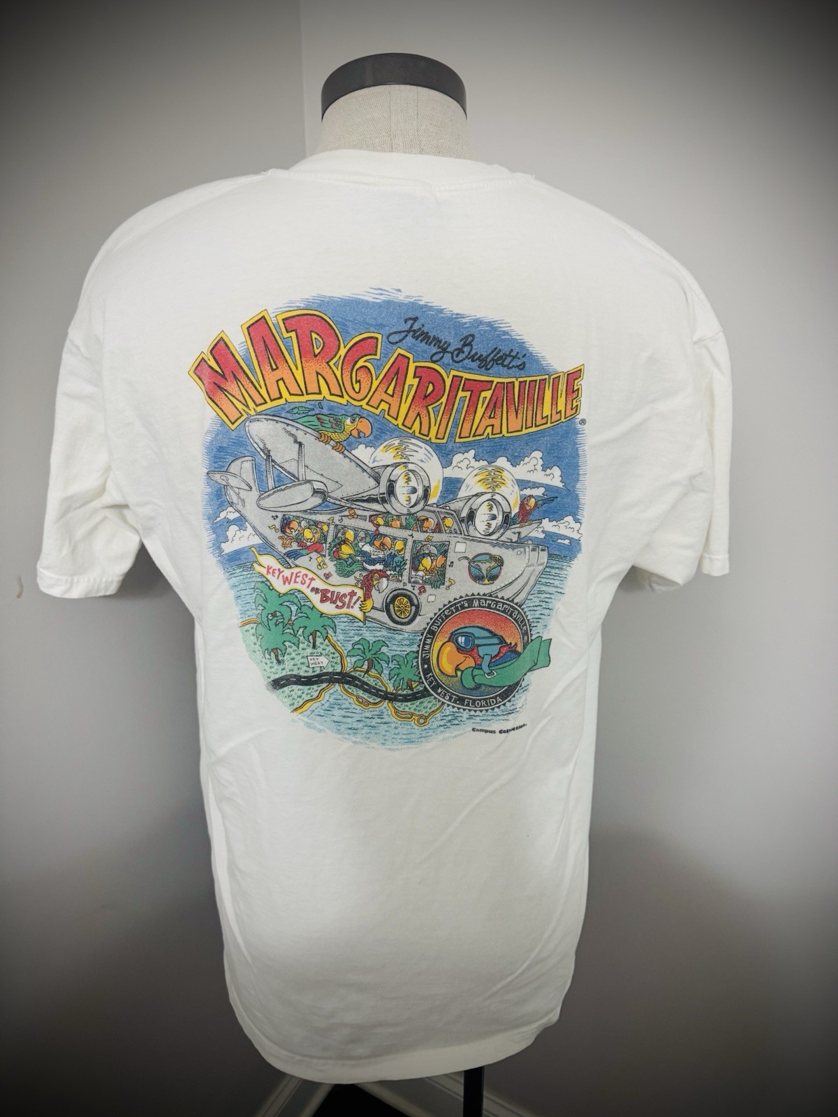 Jimmy Buffett Margaritaville Key West Florida White T-Shirt XL Hanes Beefy-T