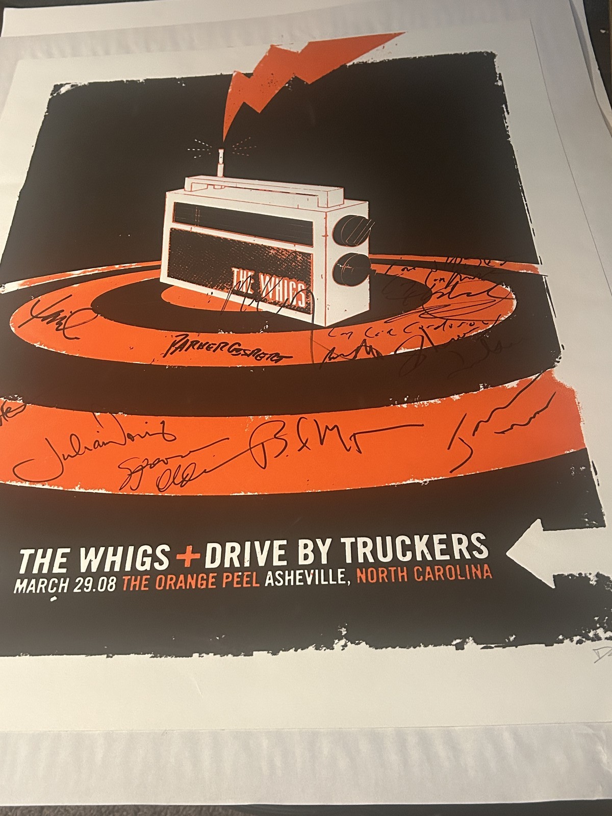The Whigs + Drive-By Truckers Signed Concert Poster 2008 Orange Peel Asheville