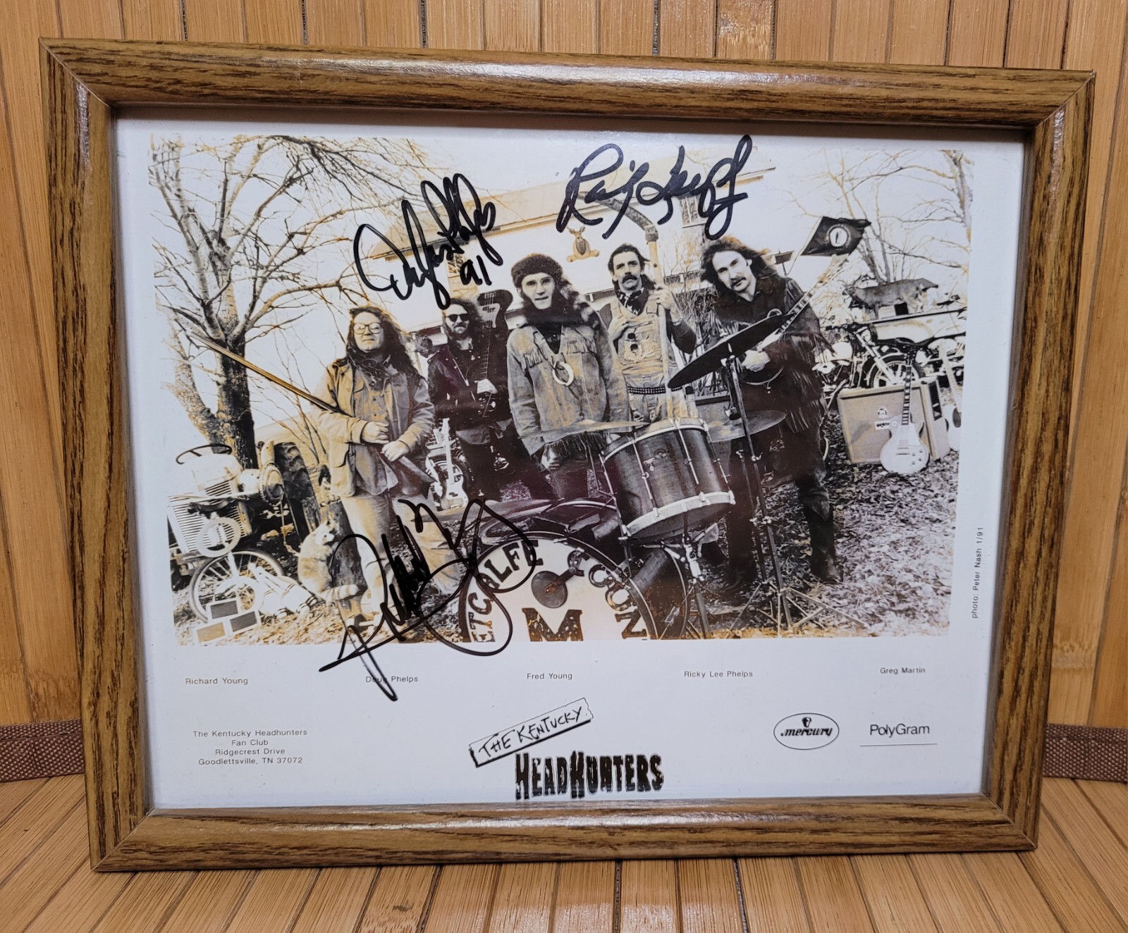 The Kentucky Headhunters Band Signed Photo 1 of 91 Orginal Members Frame 9″x 11″
