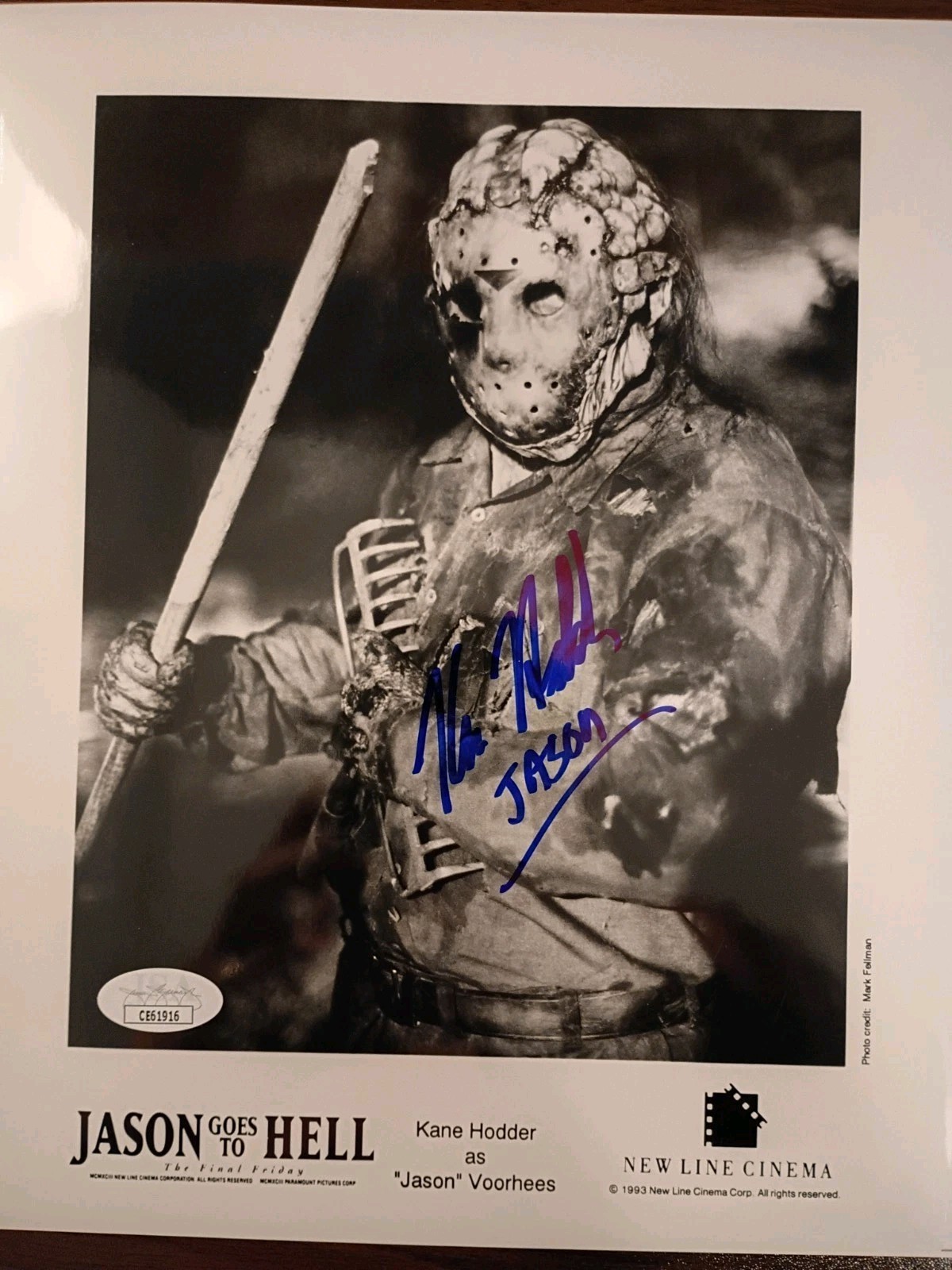 KANE HODDER Signed Autographed 8×10 Photo as JASON from FRIDAY THE 13th..JSA COA