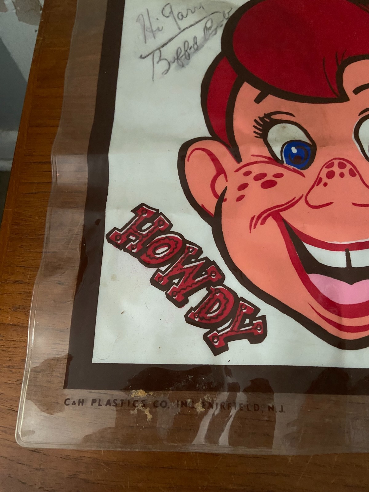 Genuine NBC Buffalo Bob Smith SIGNED Howdy Doody Placemat C&H Plastics Vintage