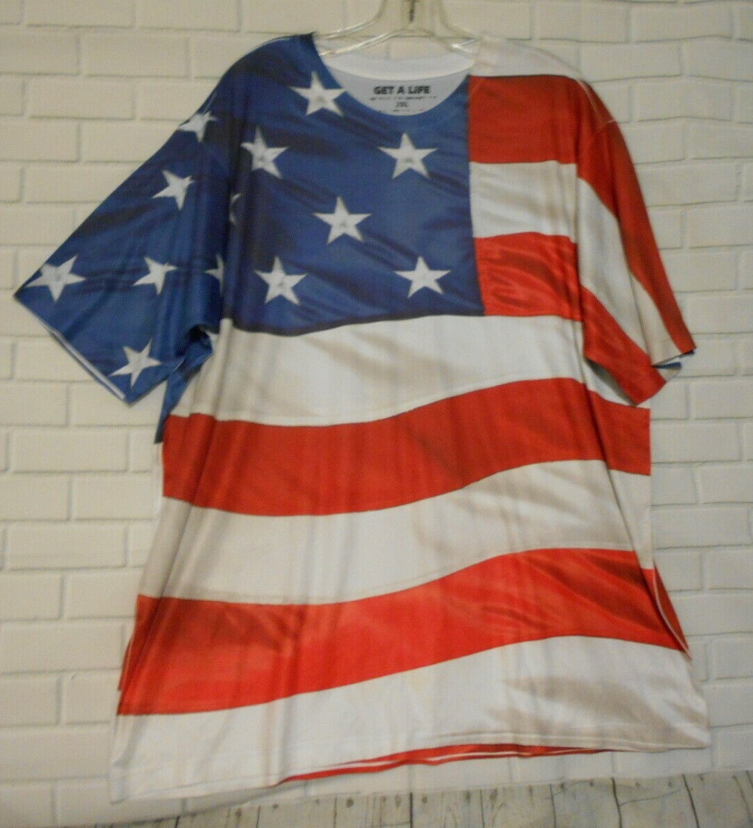 Patriotic Red White Blue American Flag 2XL Sublimation Print T Shirt July 4th