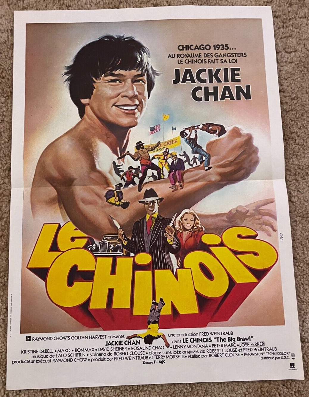 BATTLE CREEK BRAWL 1980 FRENCH MOVIE POSTER 15.5×21.5 JACKIE CHAN