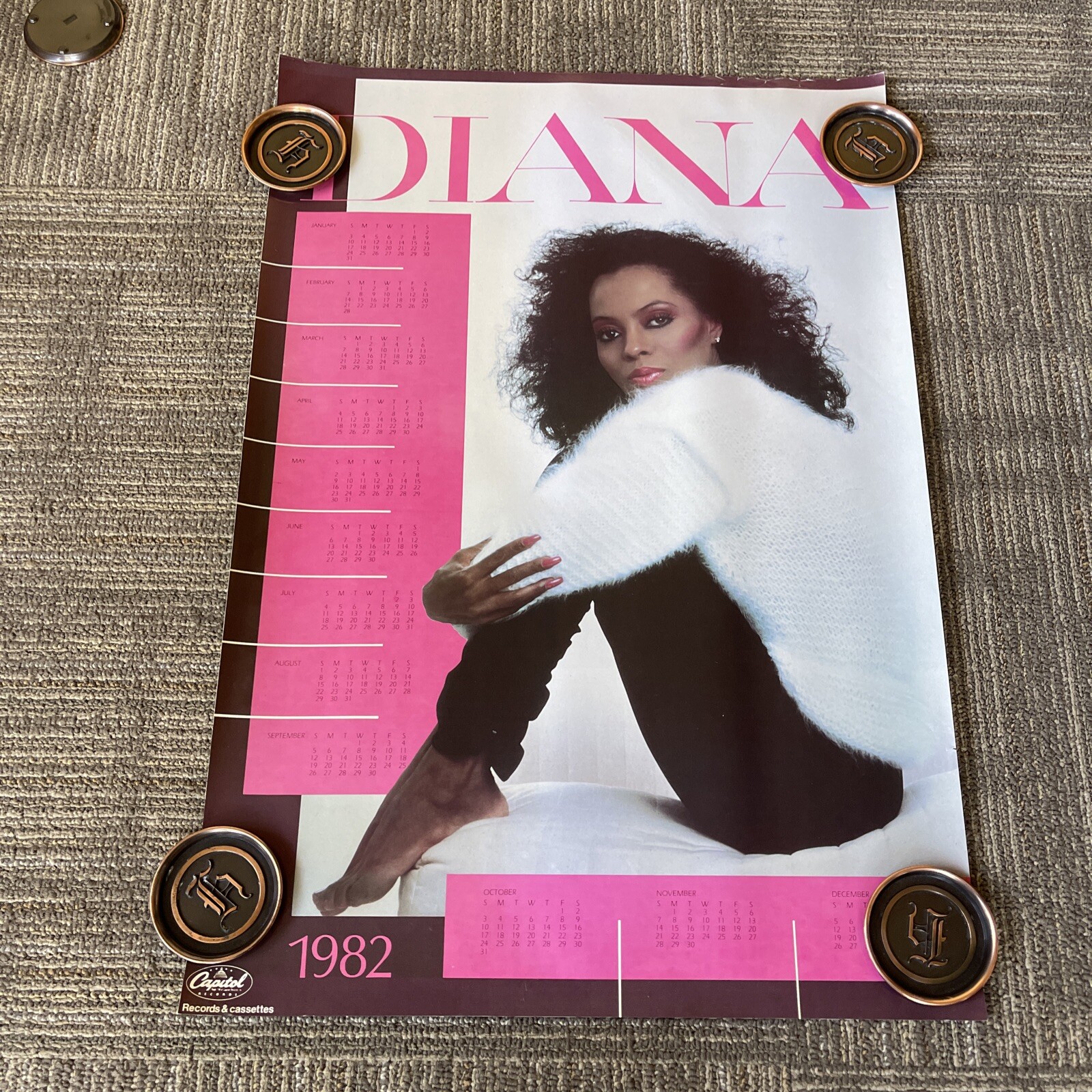 #69 1982 DIANA ROSS Calendar Record Store Promo POSTER 28” X 19”