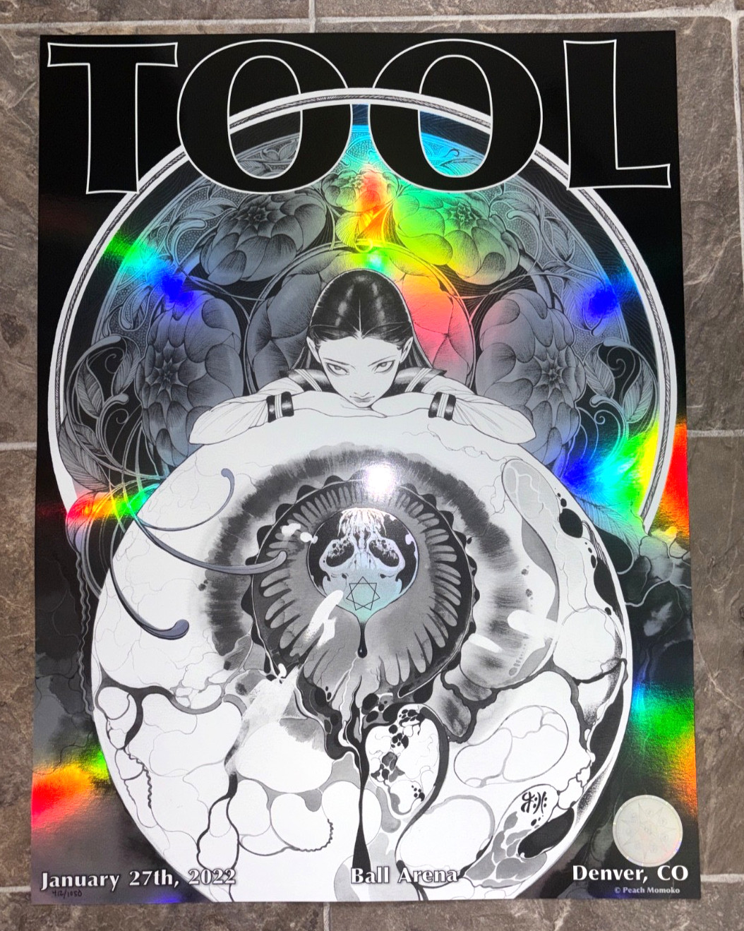 Tool Band Concert Poster Denver Tour January 27 2022 412/1050 Peach Momoko Art