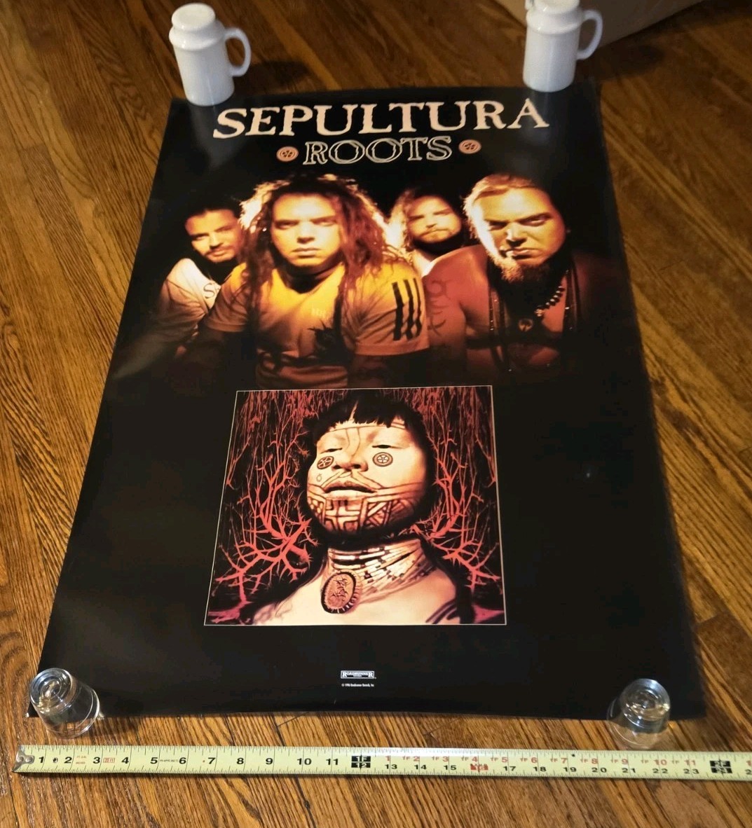 1996 Brazilian Heavy Metal Band SEPULTURA Roots Vtg Promo CD/RECORD Store Poster