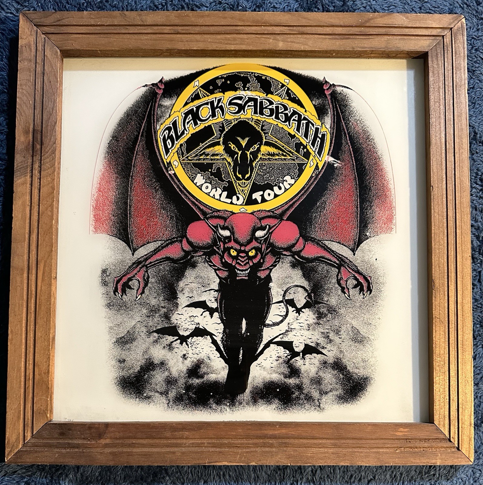 Vintage 1980s Black Sabbath World Tour Carnival Glass 14”x14” Ozzy Heavy Metal