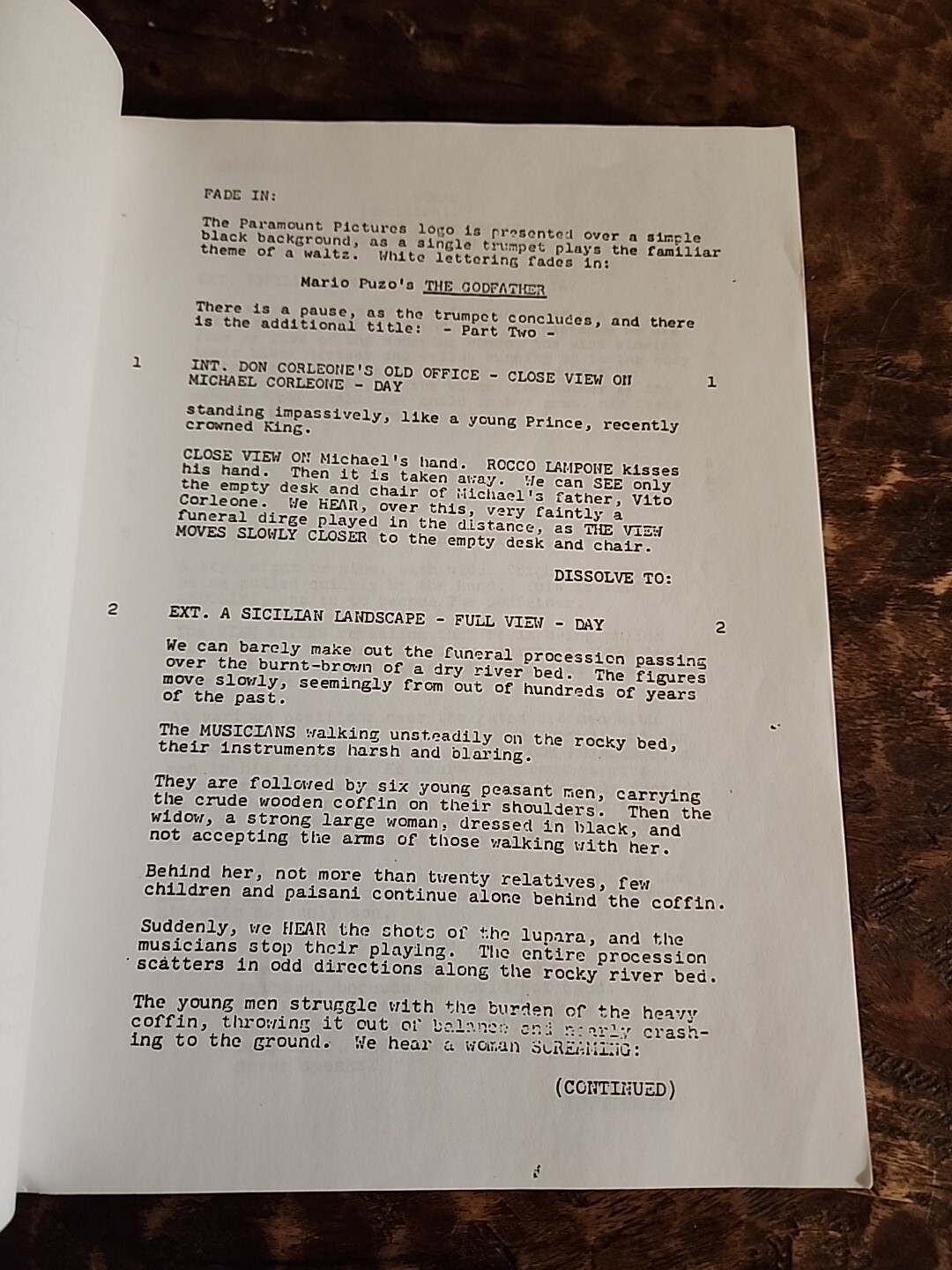 The Godfather Part Two Screenplay Second Draft By Mario Puzo And Coppola 1973