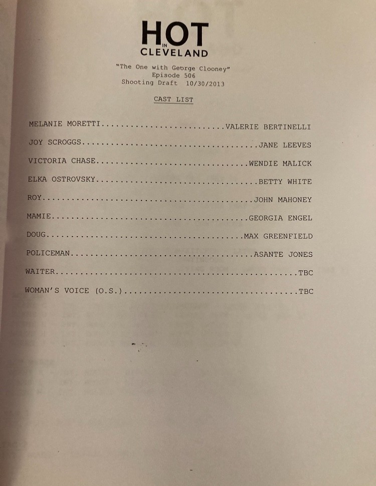 Hot In Cleveland Cast Signed Script – Betty White & Max Greenfield Autograph