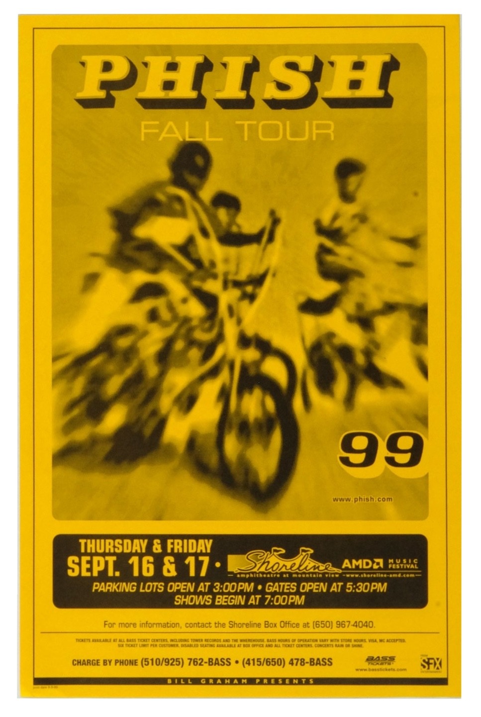 Phish Poster Fall Tour 99 Shoreline Amphitheatre 1999 September