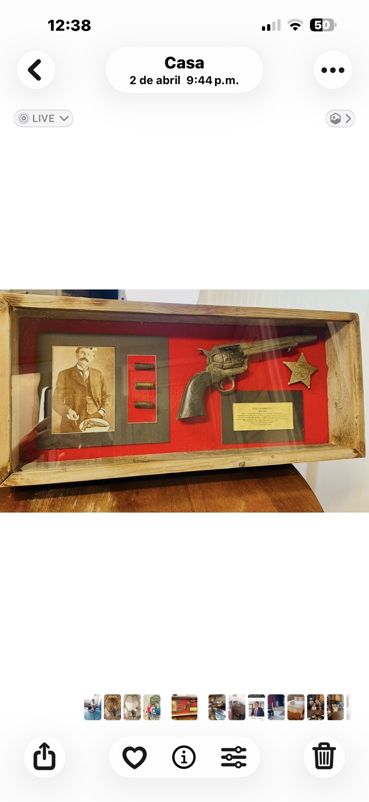 “Rustic Wood Pat Garrett Display Case – Perfect for Western Decor & Collectors”