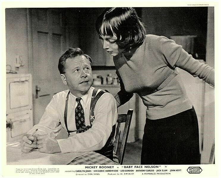 Baby Face Nelson Original Lobby Card Mickey Rooney Carolyn Jones busty sweater