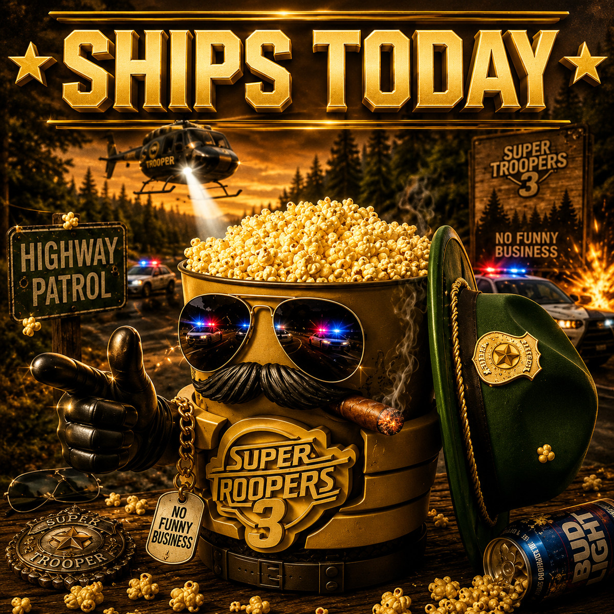Super Troopers 3 Movie 2026 Trooper Popcorn Bucket & Cola Cup COMBO – SHIPS NOW!