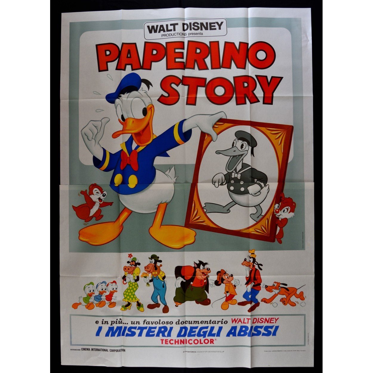 Donald Duck Story Poster Walt Disney 1St Edition Italy 1971 M341