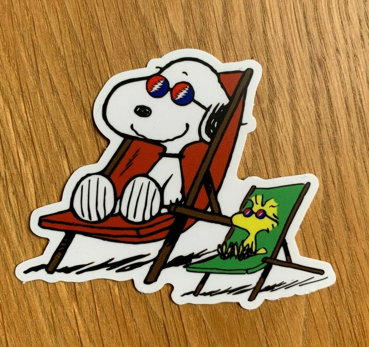 Grateful Dead Snoopy Peanuts Woodstock Sun Holidays 3 x 2.5 in Jerry Garcia