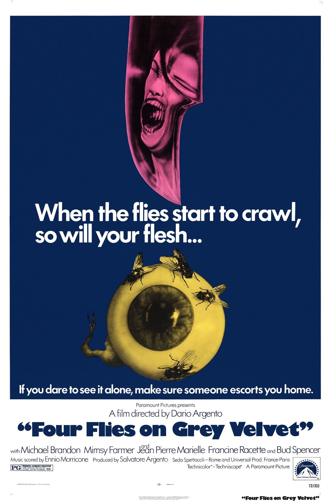 Four Flies On Grey Velvet movie poster – 11″ x 17″ inches – Dario Argento