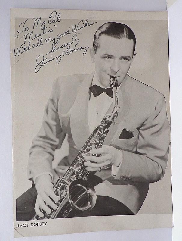 JIMMY DORSEY AUTOGRAPHED 6 7/8 X 9 3/4″ X 7″ LITHOGRAPHED PHOTOGRAPH -VG COND.