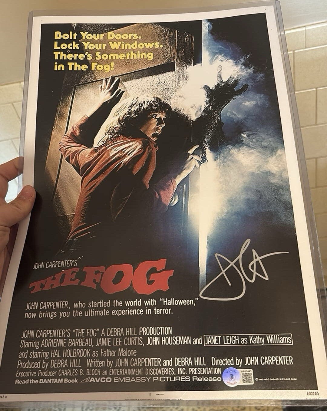 JOHN CARPENTER SIGNED AUTOGRAPH THE FOG 12×18 PHOTO POSTER w/ BECKETT BAS COA