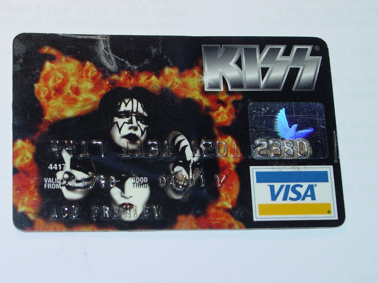 KISS ACE FREHLEY VINTAGE 1998 REUNION COLLECTIBLE CREDIT CARD PERSONAL USED ITEM