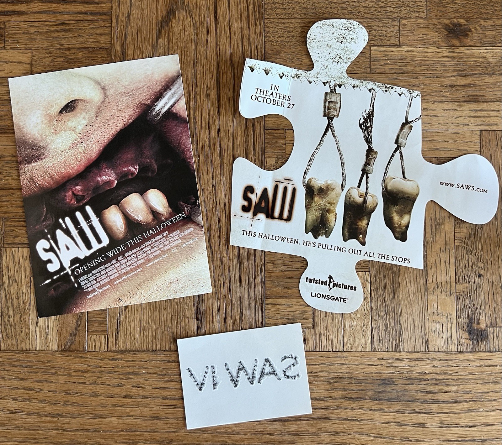 SAW III (2006) Sticker + Poster + Tattoo SET Original RARE Horror SAW 3 SAW 4