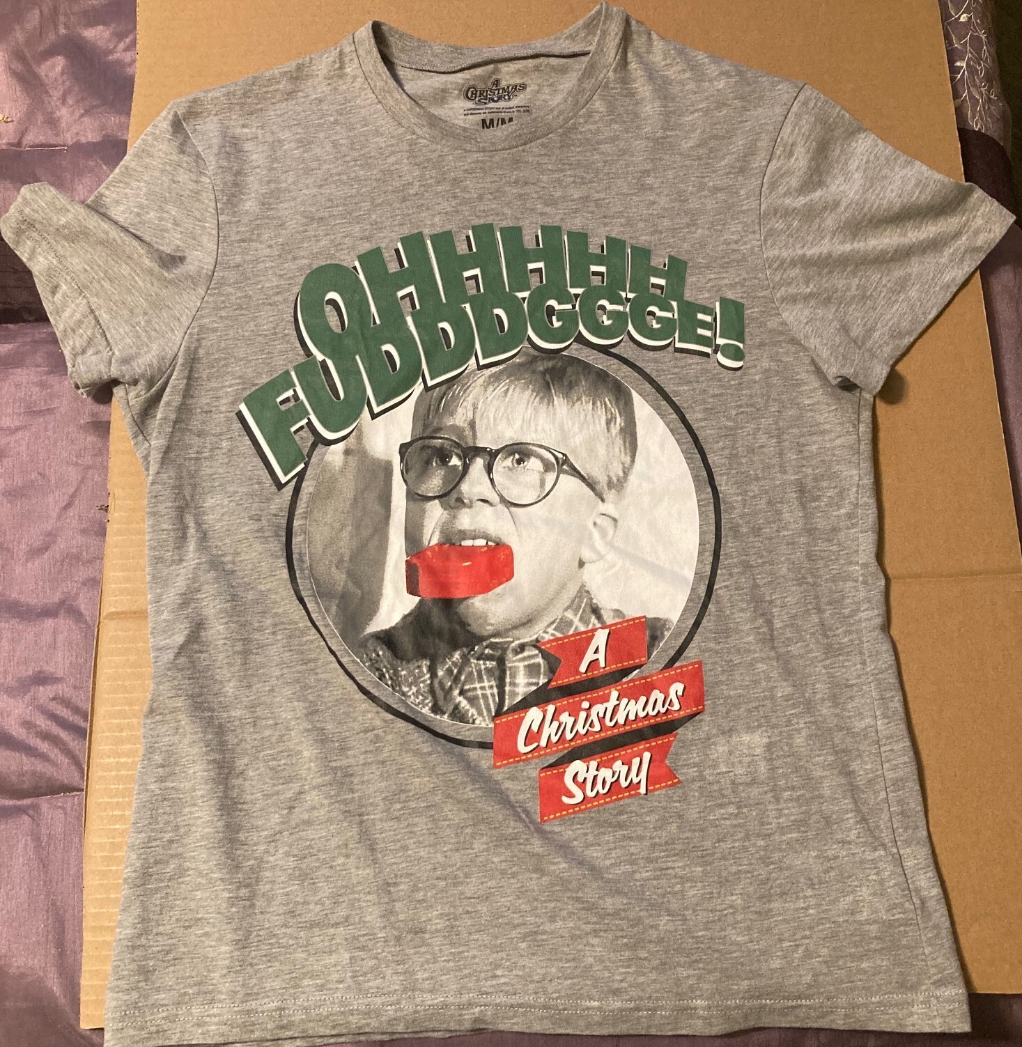 A Christmas Story Oh Fudge T-Shirt M Medium Gray Official Apparel Ralphie